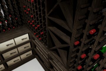 aranżacja pomieszczenia na wino drewniana