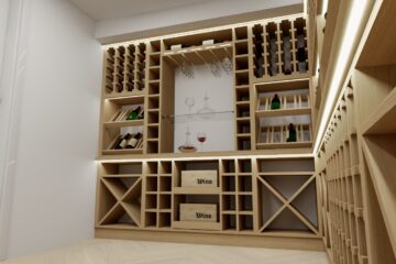 Projekt piwniczki na wino pod schodami nowoczesne