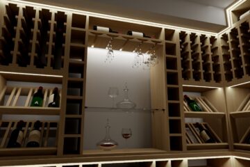 Projekt piwniczki na wino pod schodami montaż